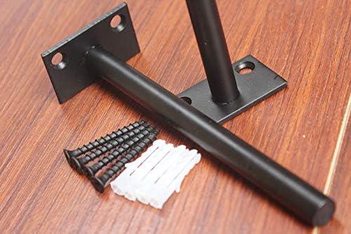 8 Pcs 6" Black Solid Steel Floating Shelf Bracket Blind Shelf Supports - Hidden Brackets for Floating Wood Shelves - Concealed Blind Shelf Support – Screws and Wall Plugs Included