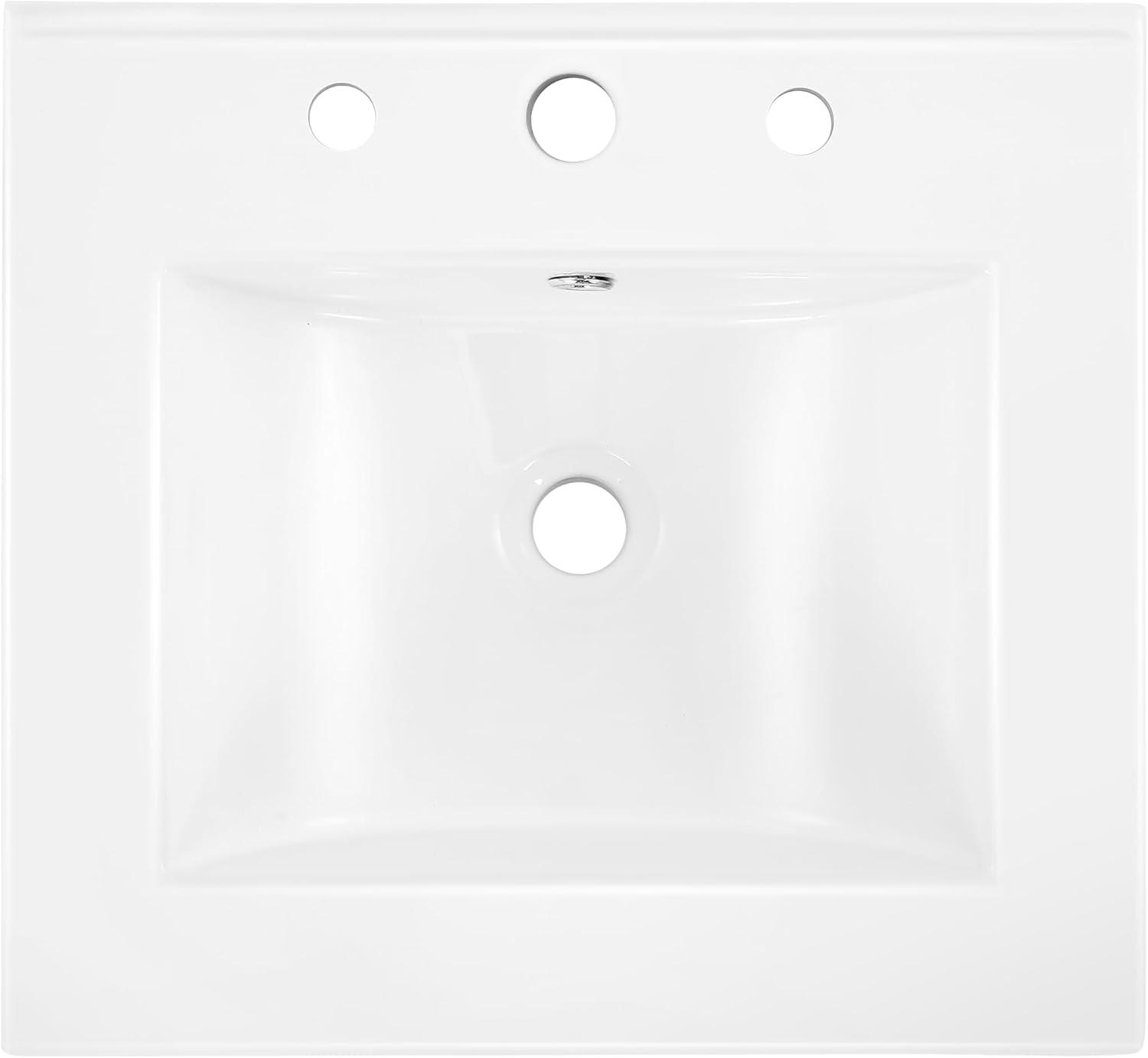 Ancillary 3-Hole 20" Classic Contemporary Rectangular Ceramic Single Sink Basin Vanity Top