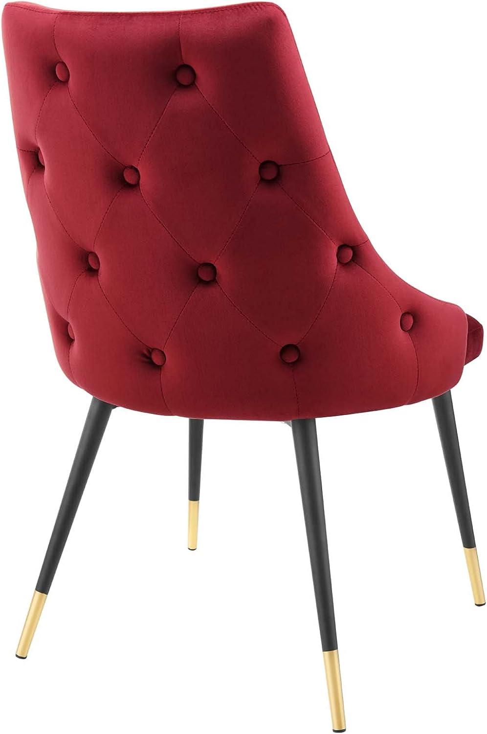 Maroon Velvet Upholstered Side Chair with Metal Legs