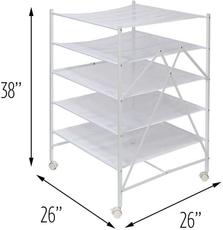 White 5-Tier Steel Rolling Laundry Drying Rack