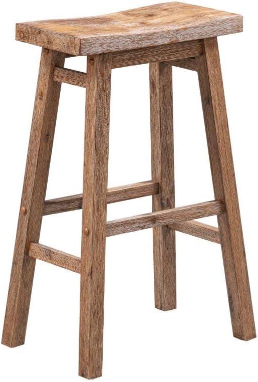 Set of 2 29" Sonoma Wire-Brush Saddle Barstools Barnwood - Boraam: Solid Acacia, Footrest