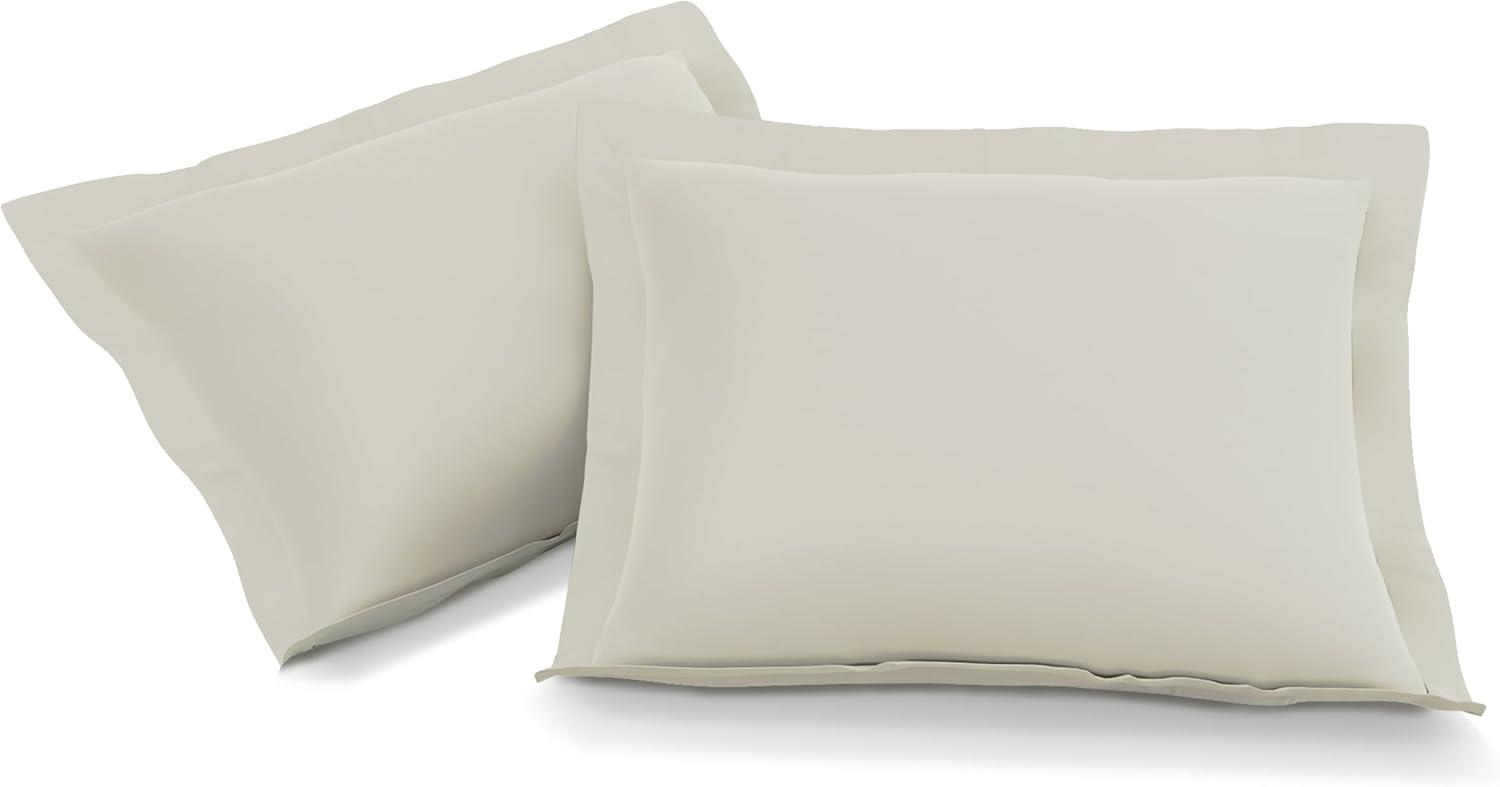 Ivory Polyester Standard Hypoallergenic Pillow Shams with Flange