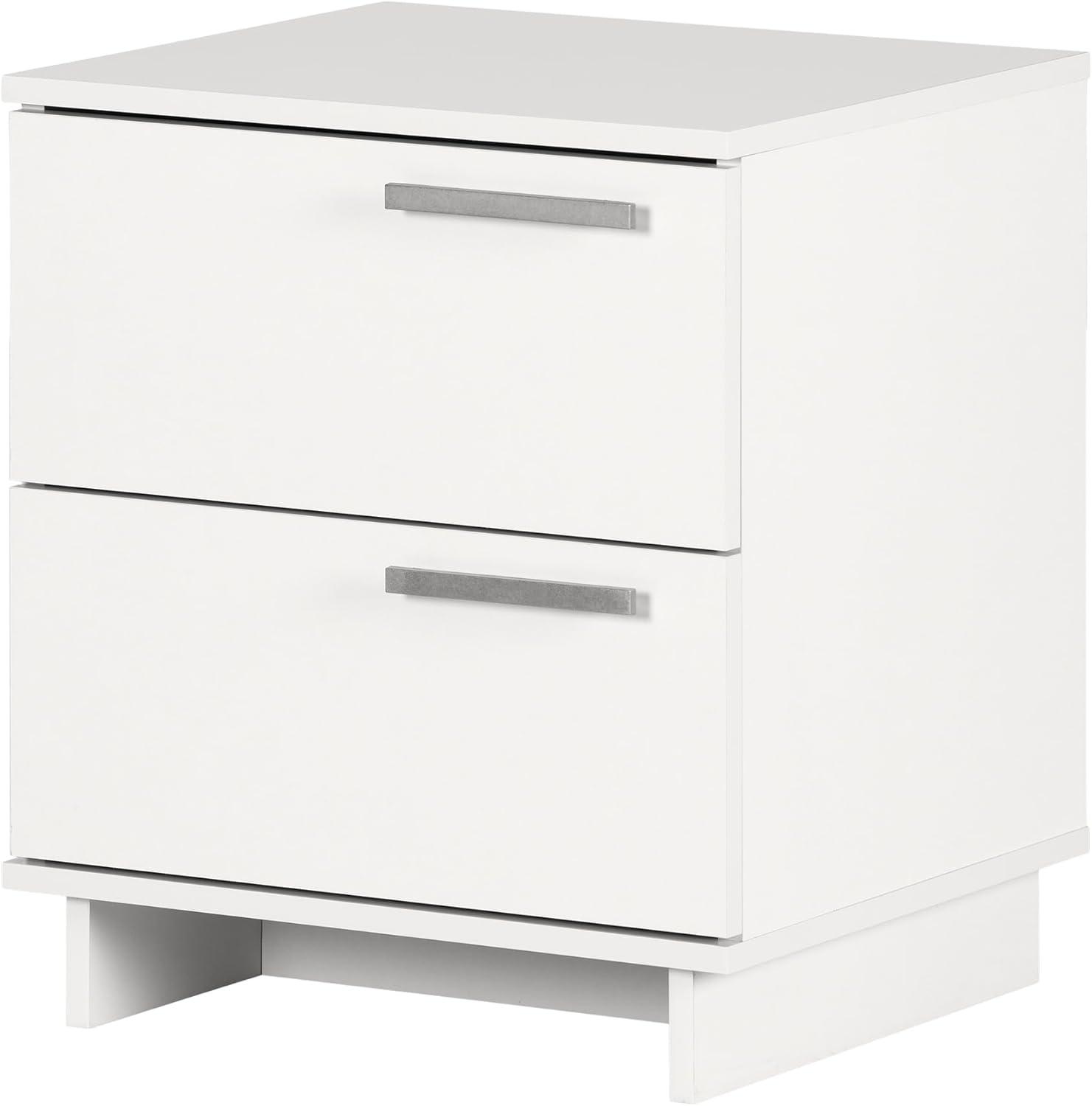 Pure White Scandinavian 2-Drawer Nightstand