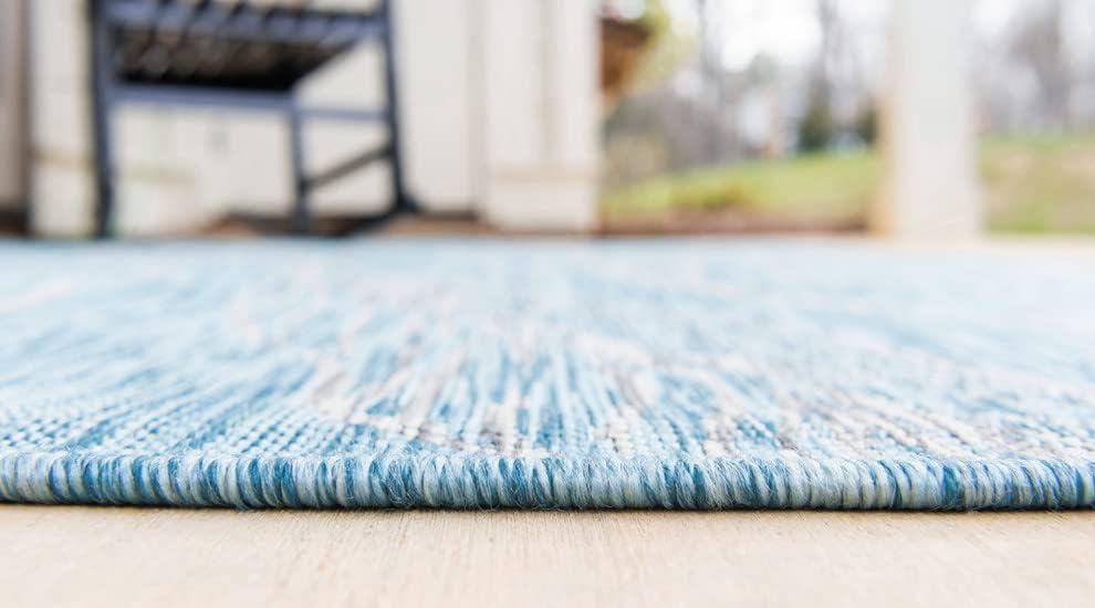 Unique Loom 6' 1 x 9' 0 Rectangle Indoor/Outdoor Botanical Light Aqua Area Rug