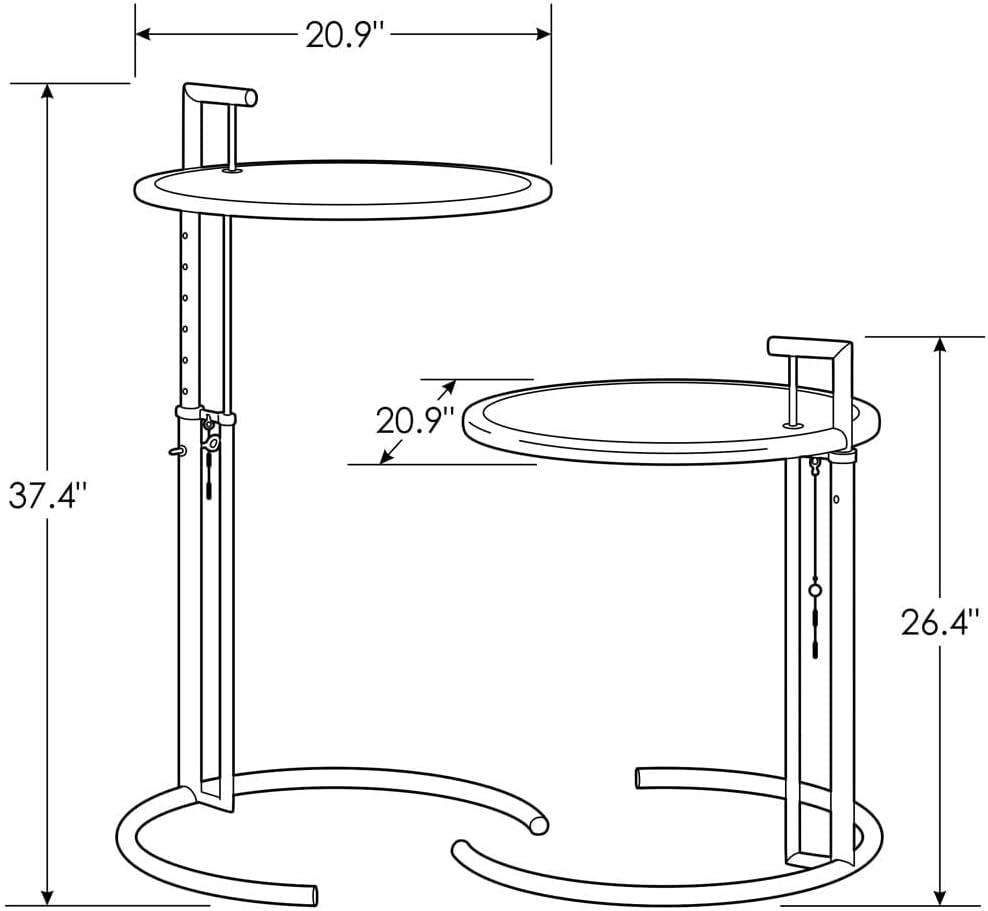 Adjustable Round Clear Glass and Metal Side Table