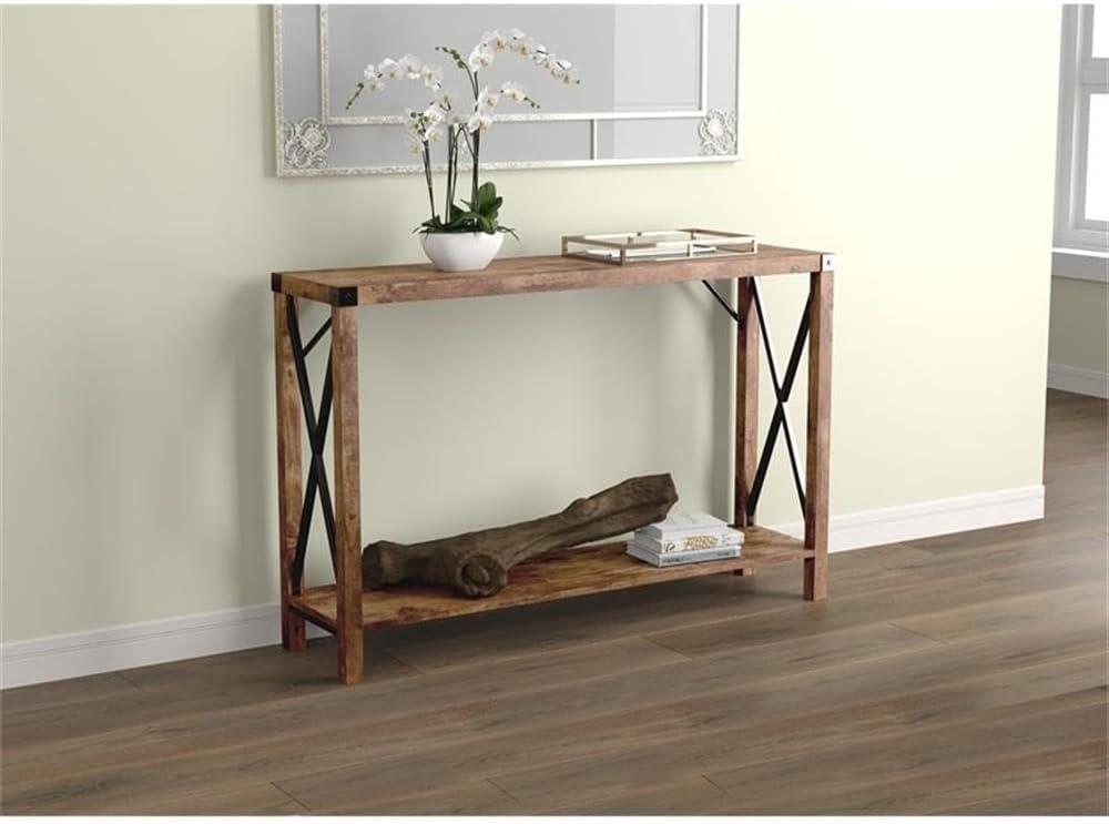 Safdie & Co. 46"L 1-Shelf Metal Sides Console Table in Brown Reclaimed Wood