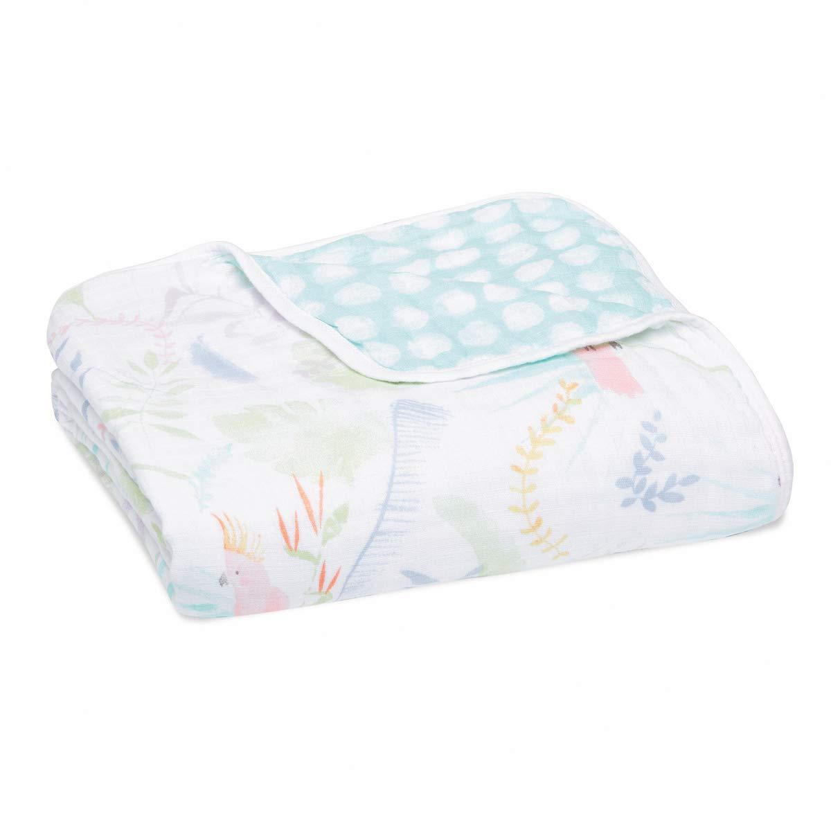 aden + anais essentials, muslin blanket, tropicalia-jungle bird
