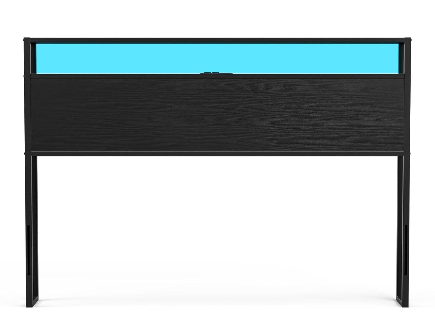 Ivy Bronx Kaiwei Storage Headboard With Led Lights & Charging Station - Industrial Metal And Wood