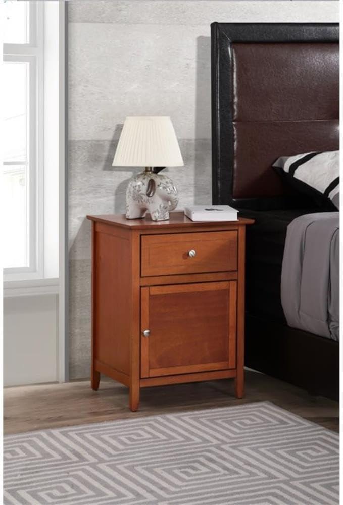 Glory Furniture Izzy 1 Drawer/1 Door Wood Nightstand End Table, Oak