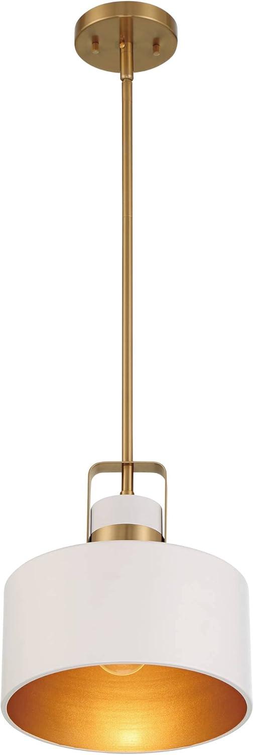 Soft Gold and Matte White Mini Drum Pendant Light