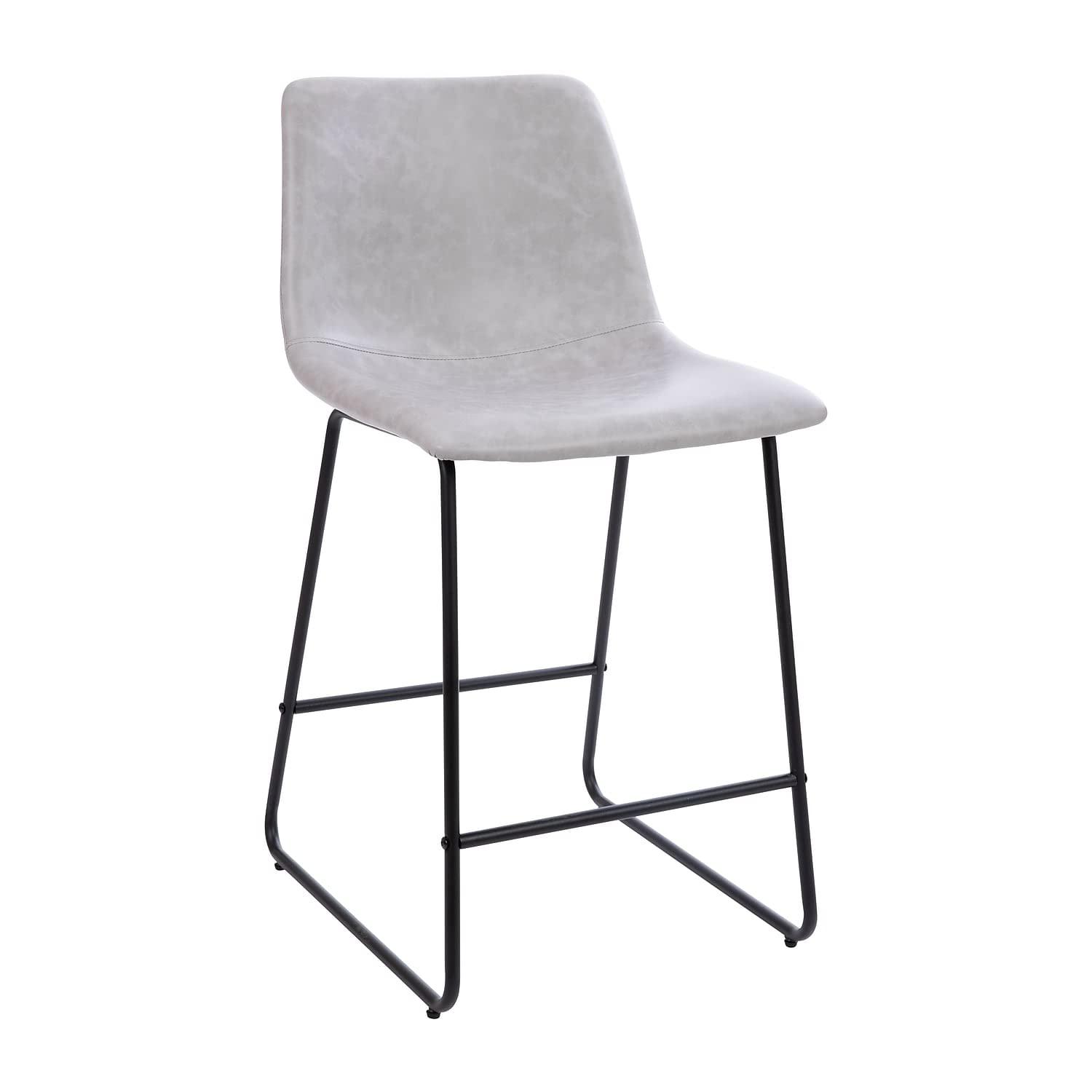 Flash Furniture Reagan 24 inch LeatherSoft Counter Height Barstools in Light Gray, Set of 2