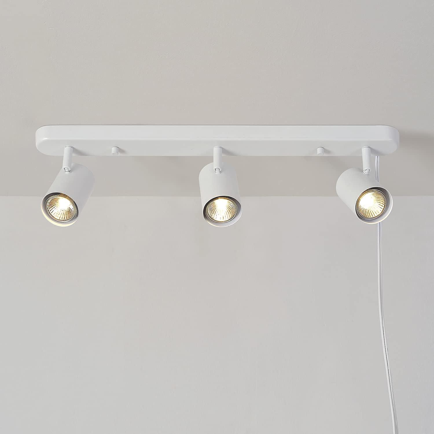 Globe Electric Dale 3-Light Matte White Plug-in Track Lighting, 60024