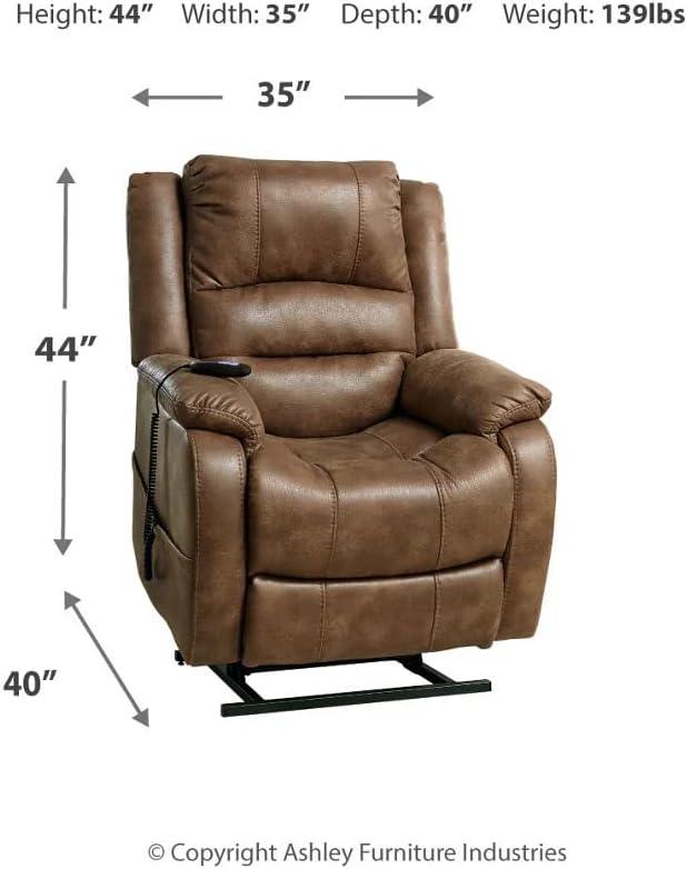 Saddle Brown Faux Leather Power Lift Recliner with Metal Frame