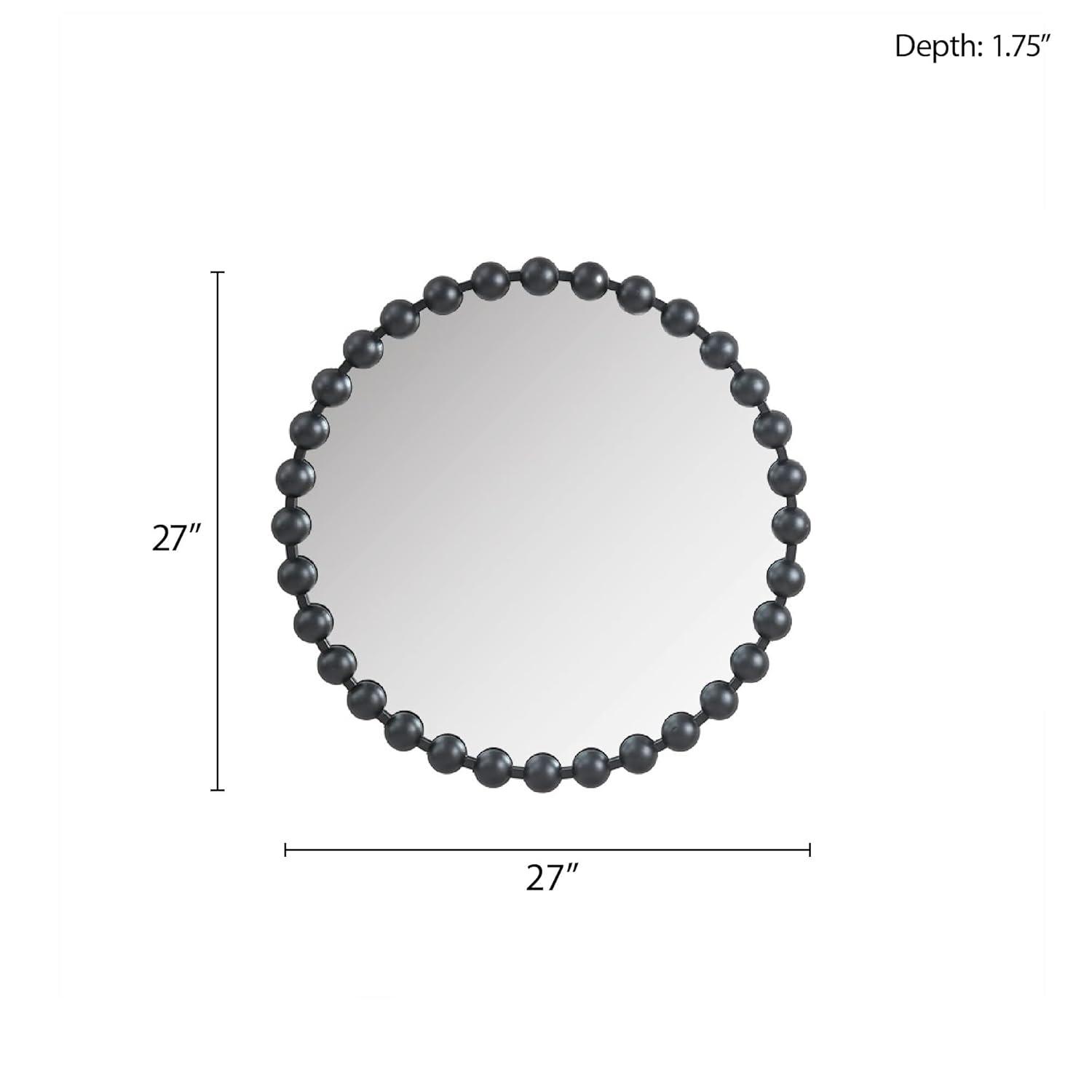 Marlowe Beaded Round Metal Wall Mirror