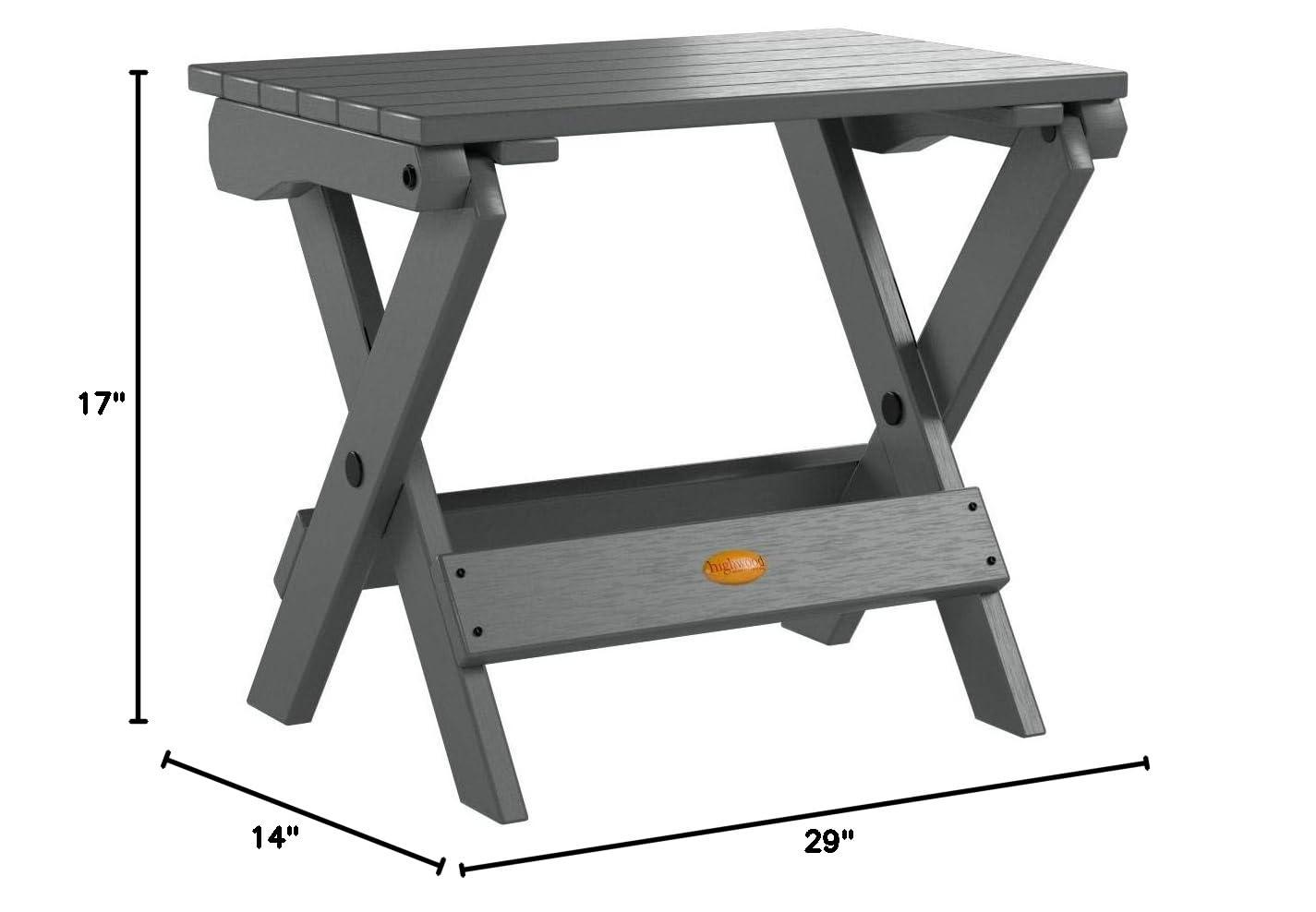 Folding Adirondack Side Table Coastal Teak Gray- Highwood: Weather-Resistant, 304-Grade Stainless Hardware, No Assembly Required