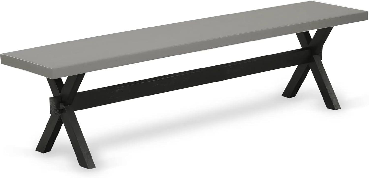 X-Style 72" Black and Gray Wood Dining Bench