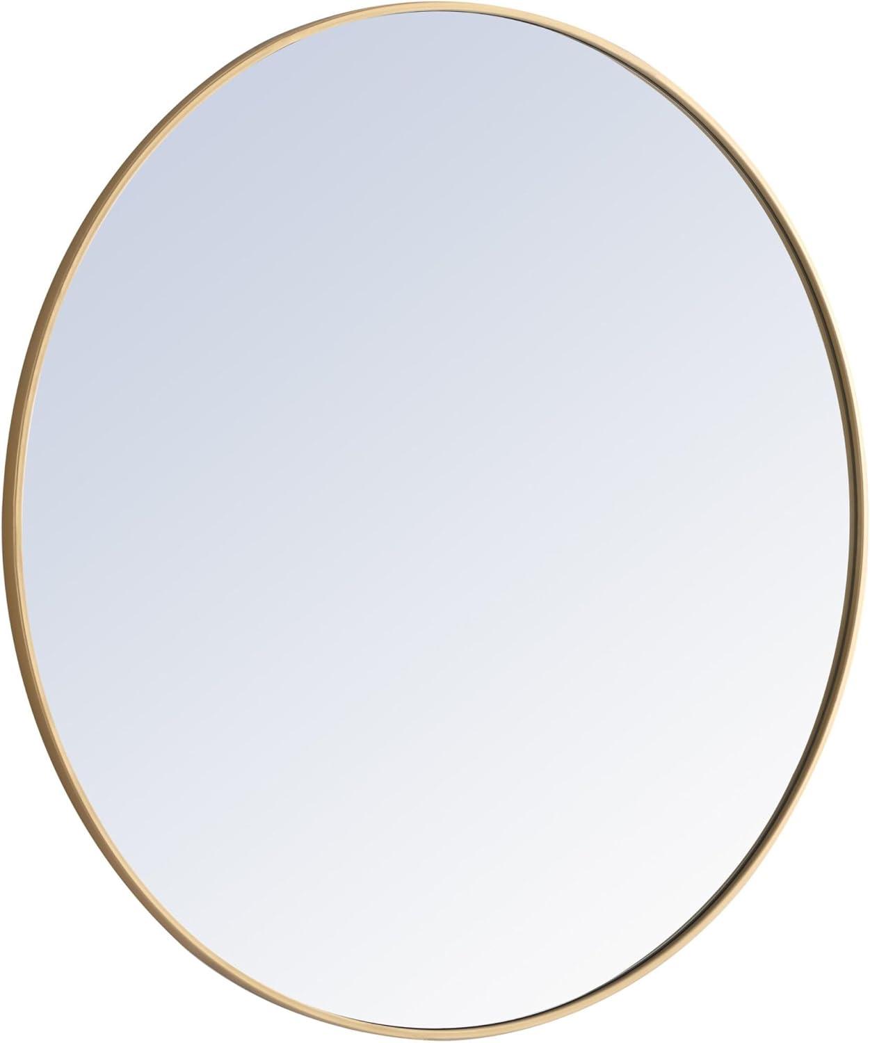 Elegant Lighting Metal frame Round Mirror 42 inch Silver finish