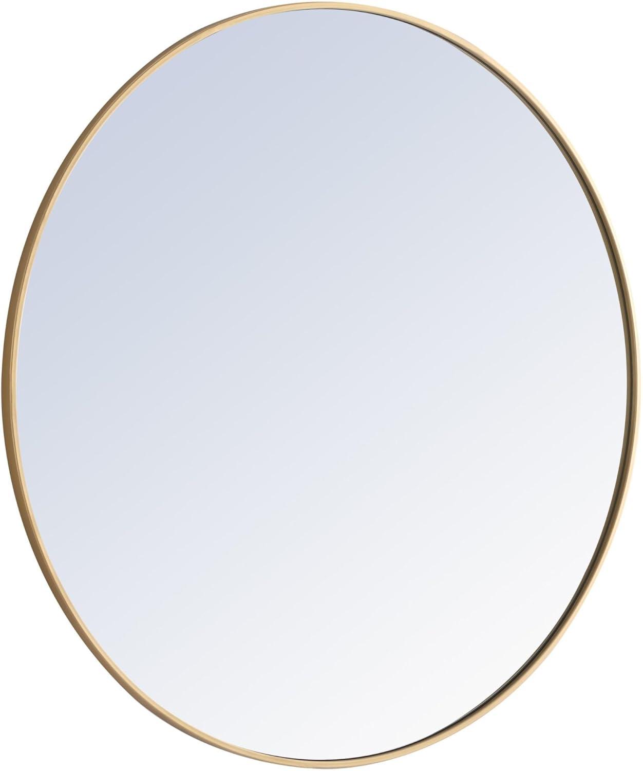 Elegant Lighting Metal frame Round Mirror 42 inch Silver finish