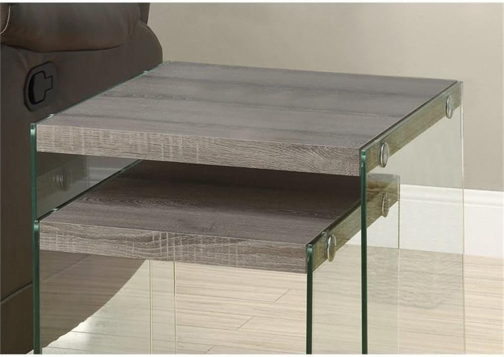 Monarch Specialties Nesting Table, Set Of 2, Side, End, Accent, Living Room, Bedroom, Brown Laminate