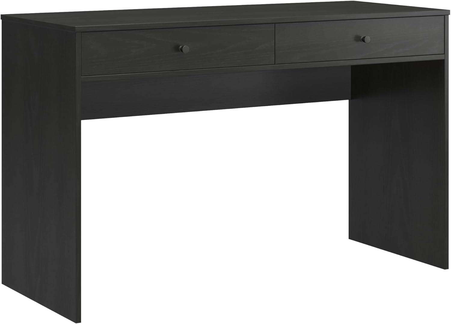 Black Oak Rectangular Desk with Two Drawers