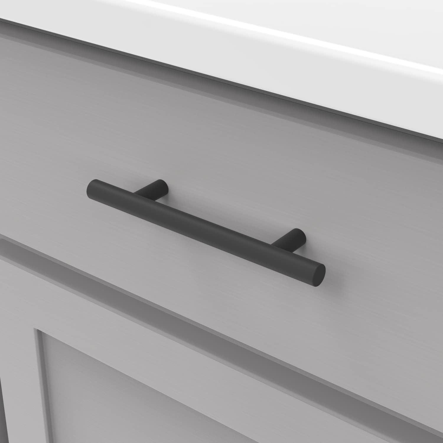 Matte Black Aluminum Bar Pulls with Mounting Hardware, 3-3/4 Inch