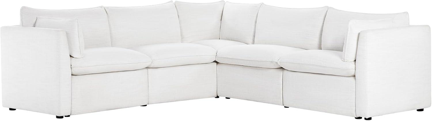 Nereidix 107 in. 5-Piece Fabric Modern Corner Modular Sofa Sectional Sofa in Cream with Arms for Living Room
