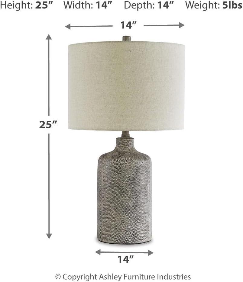 Signature Design by Ashley Linus Table Lamp Antique Black: Ceramic Base, Polyester Shade, UL Listed, 3-Way Switch