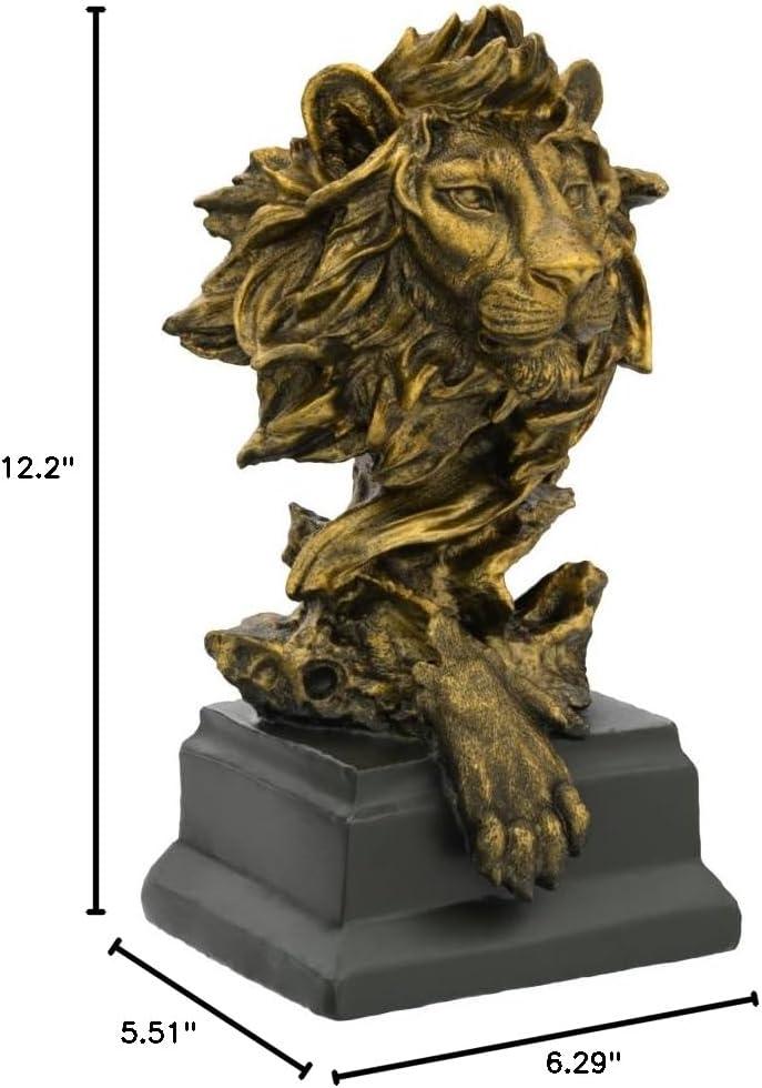 Golden Abstract Resin Lion Sculpture for Home Decor