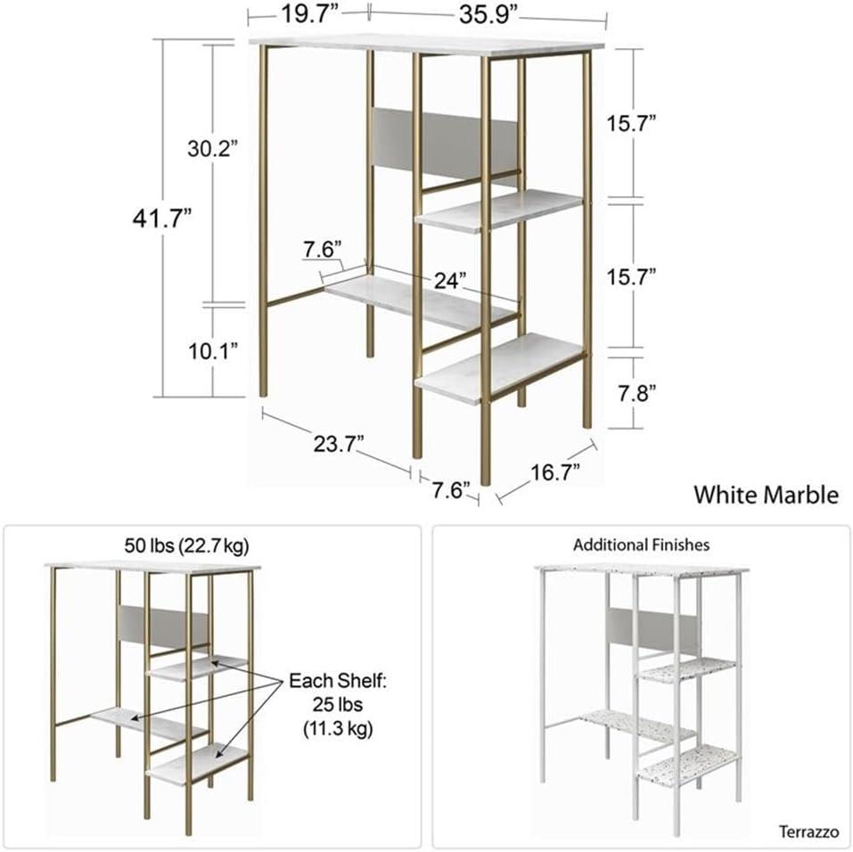 Berkeley White Metal Frame Standing Desk with Terrazzo Top