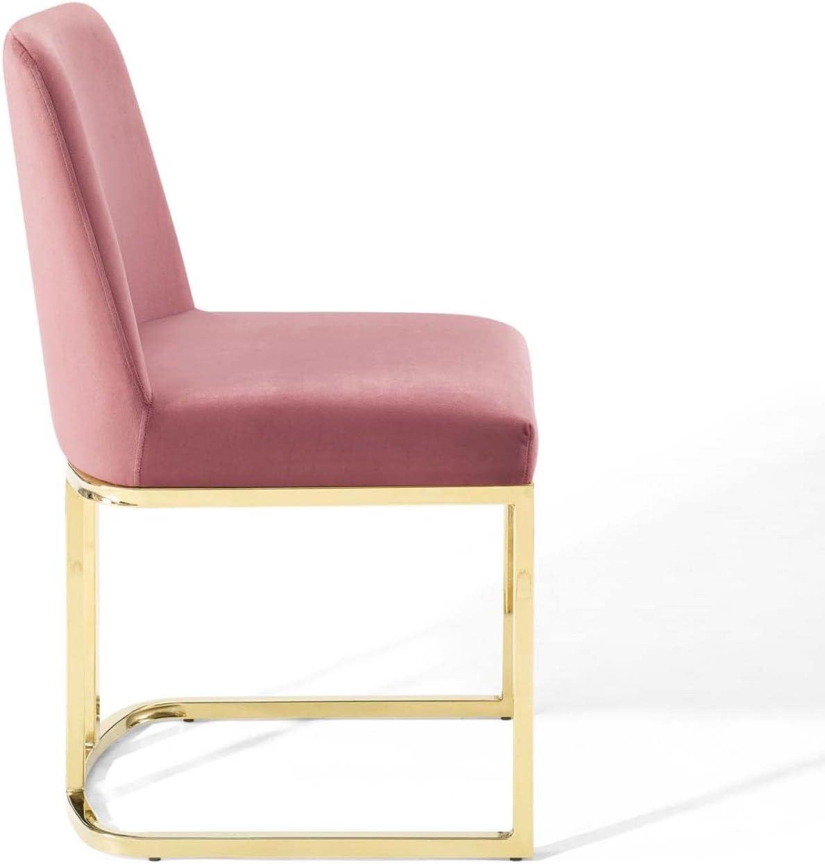 Amplify Sled Base Performance Velvet Dining Side ChairGold Dusty Rose