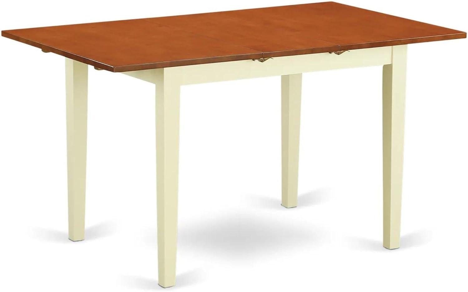 Elegant Cream-Cherry Rectangular Extendable Wood Dining Table