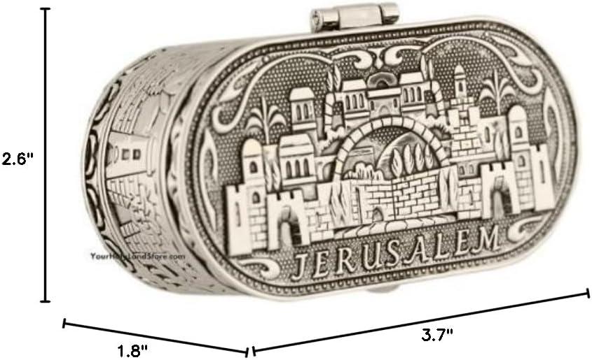 jewish shabbat travel candle holders - jerusalem candlesticks - judaica nickel