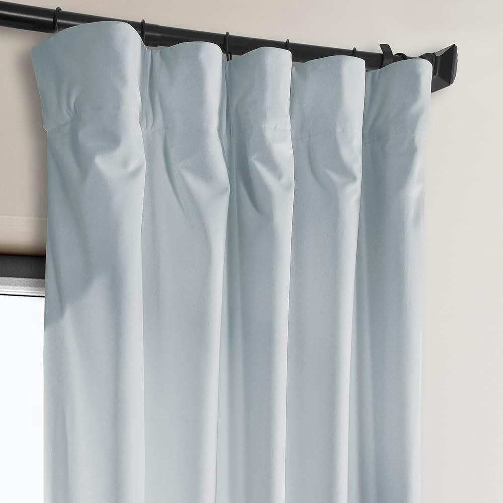 Half Price Drapes Aquarius Blue Heritage Plush Velvet Room Darkening Curtains (1 Panel), 50W X 108L