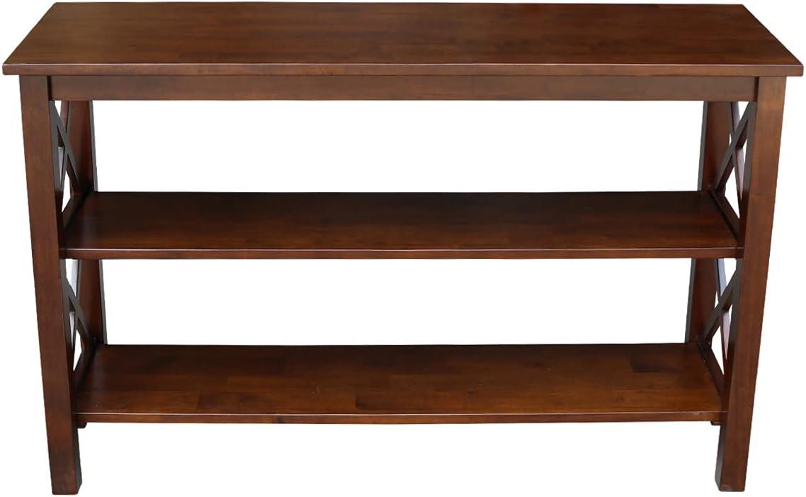 International Concepts Hampton Console Table Espresso: Stained Wood, Fixed Shelf, Rectangular Shape, Spot Clean