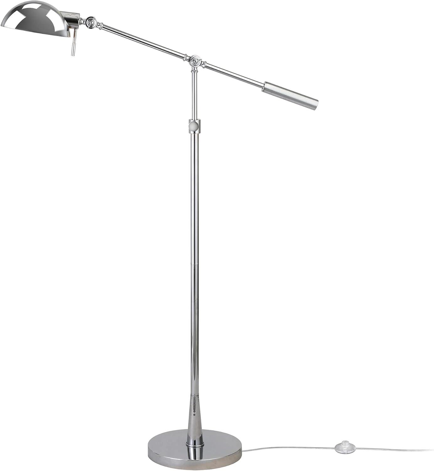 Polished Nickel Adjustable Floor Lamp with Dome Shade