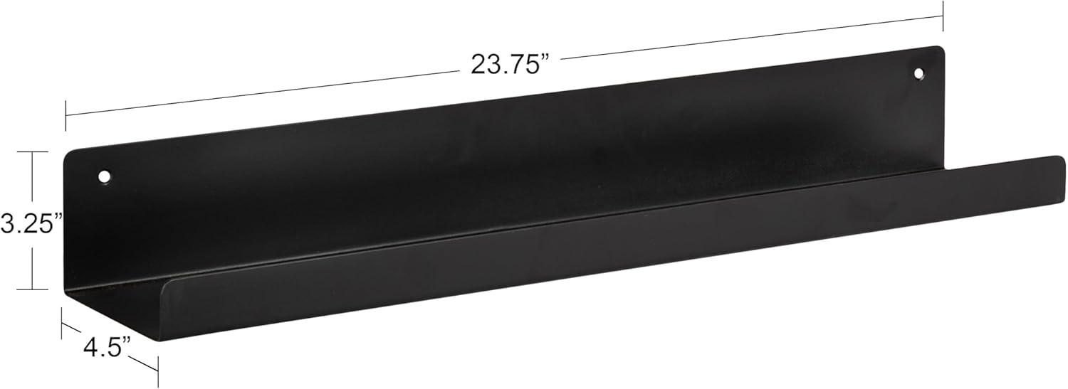 Kate and Laurel Mezzo Modern Metal Ledge Shelf Set, Black 2 Piece