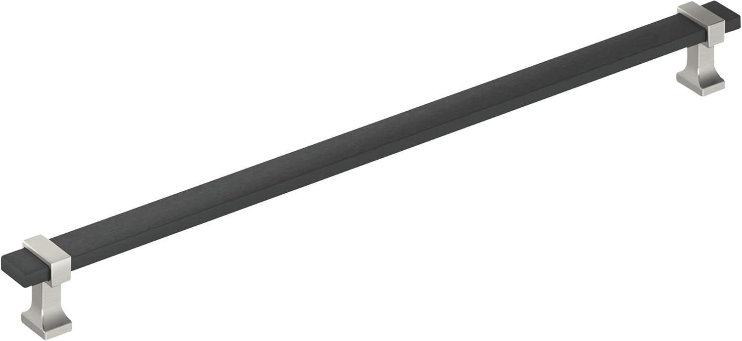Amerock Overton 12-5/8 inch (320mm) Center-to-Center Brushed Matte Black/Satin Nickel Cabinet Pull