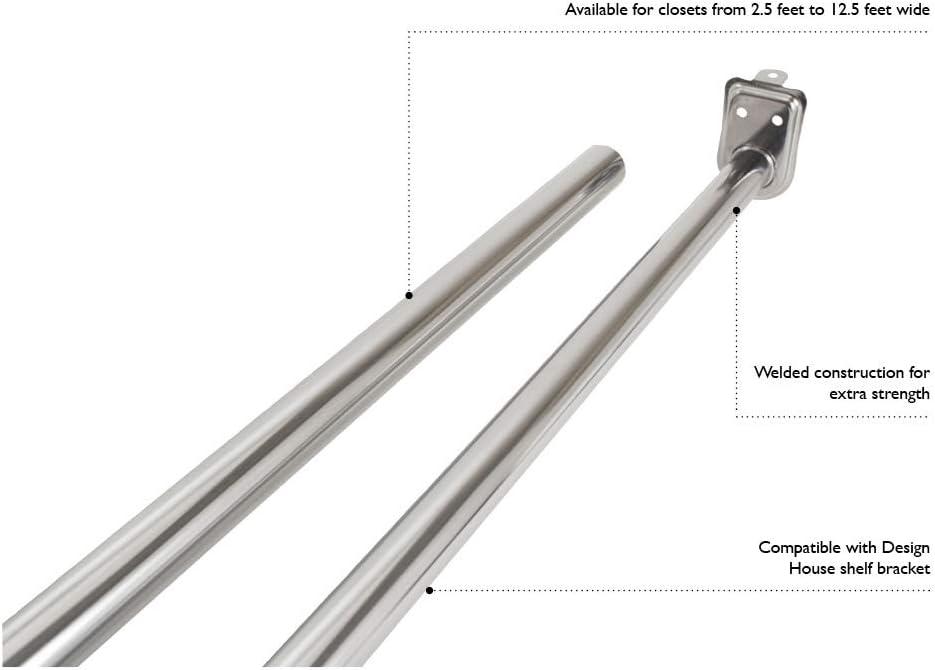Adjustable Silver Stainless Steel Closet Rod in Polished Chrome 48 to 72-Inch