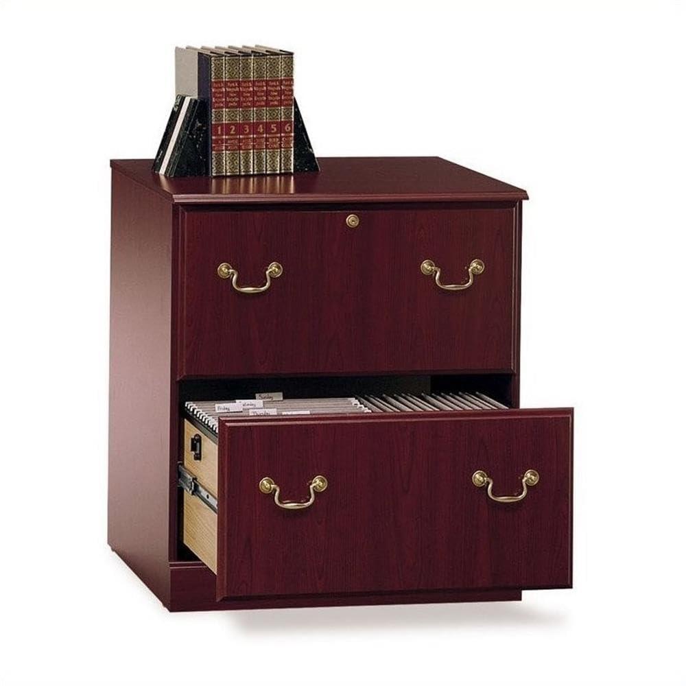 Harvest Cherry Wood L-Shaped Executive Desk with Drawers and Keyboard Tray
