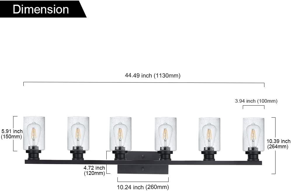 VINLUZ  Modern 6-lights Vanity Lighting Fixture for Bathroom black