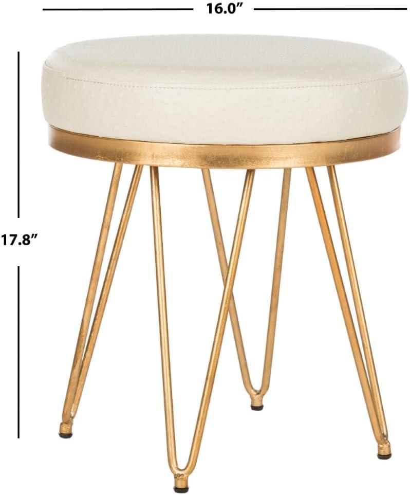 Jenine Faux Ostrich Round Bench - Cream/Gold - Safavieh