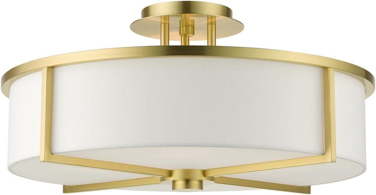 Contemporary Satin Brass 4-Light Indoor/Outdoor Drum Pendant