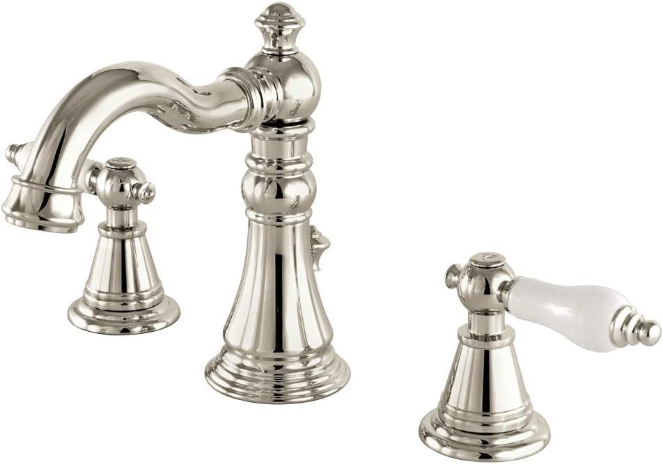 Polished Nickel Traditional Widespread Bathroom Faucet with Drain