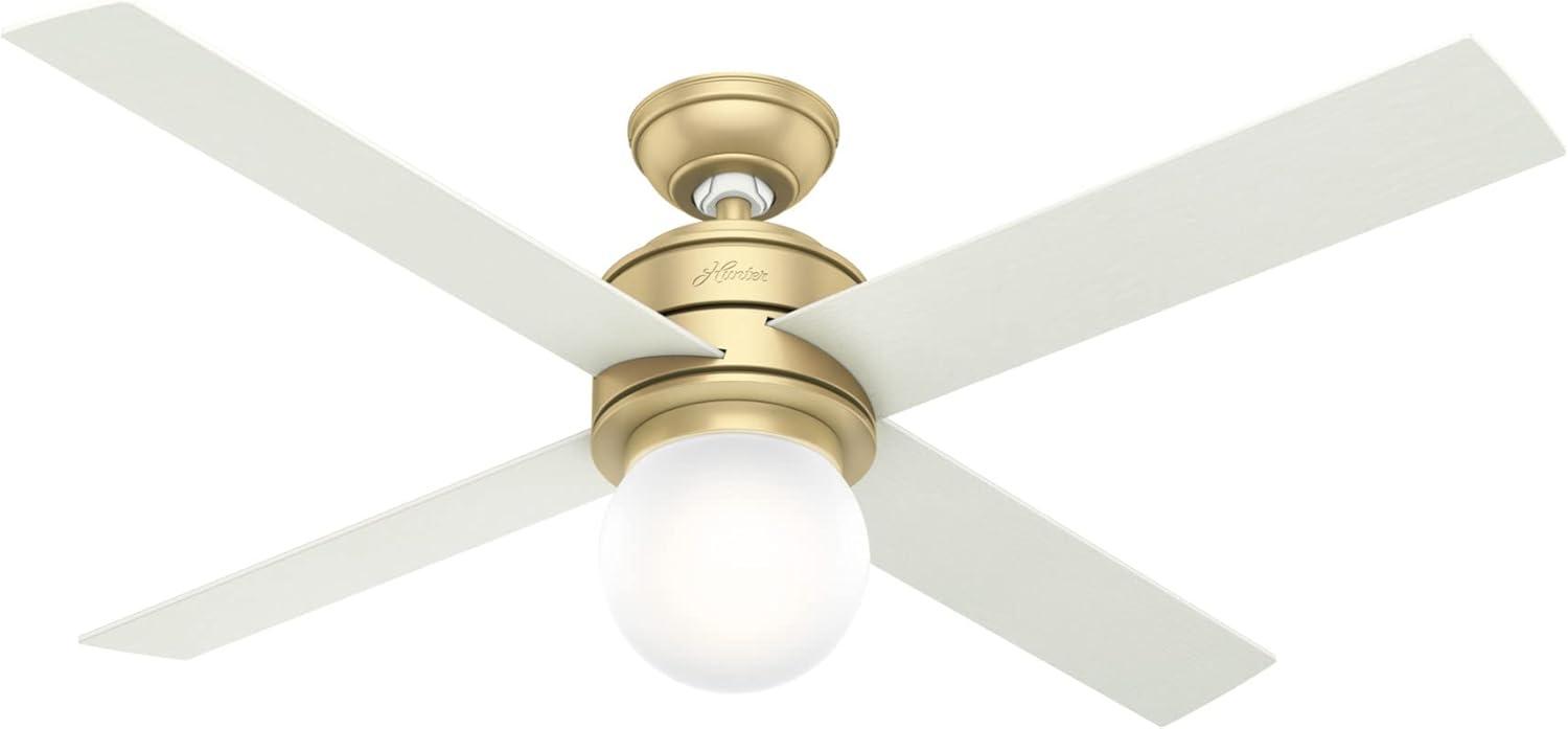 Hunter Hepburn 52" Indoor Ceiling Fan with LED Lights with Switch, Modern Brass