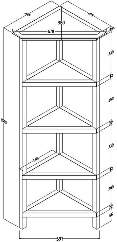 NewRidge 4-Tier Corner Wooden Bookcase Walnut