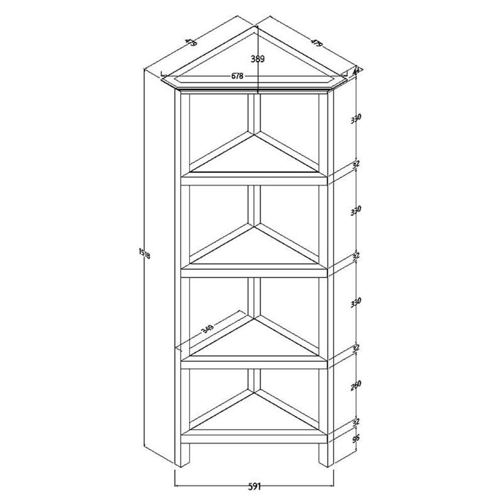 NewRidge 4-Tier Corner Wooden Bookcase Walnut