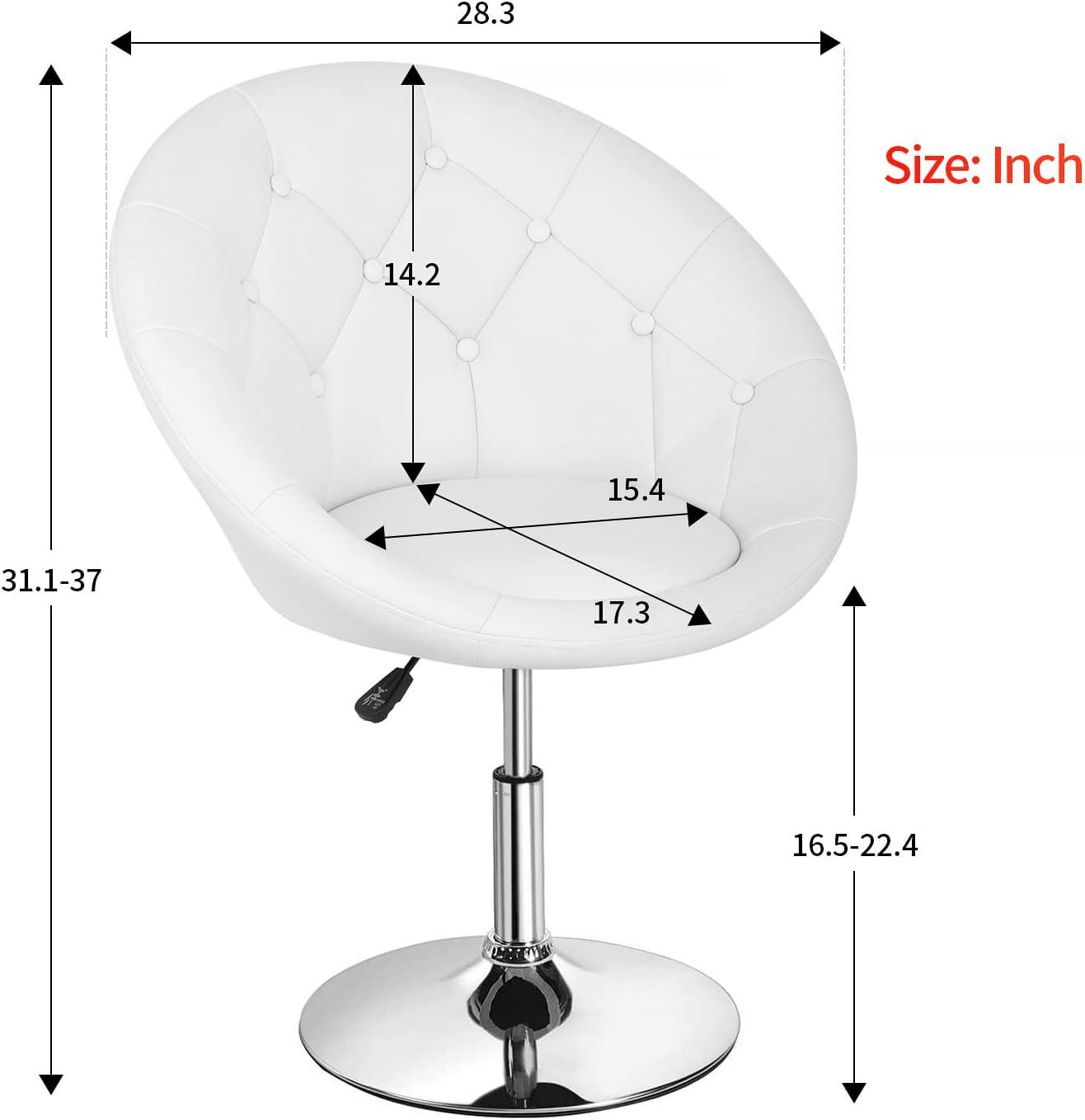 Costway 1PC Adjustable Modern Swivel Round Tufted Back Accent Chair PU Leather Black