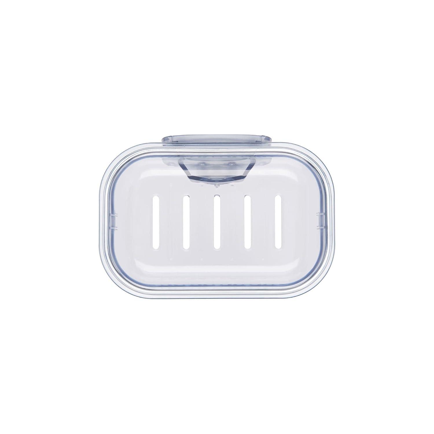 Clear Suction Cup Ceramic Soap Dish with Drainage Slots
