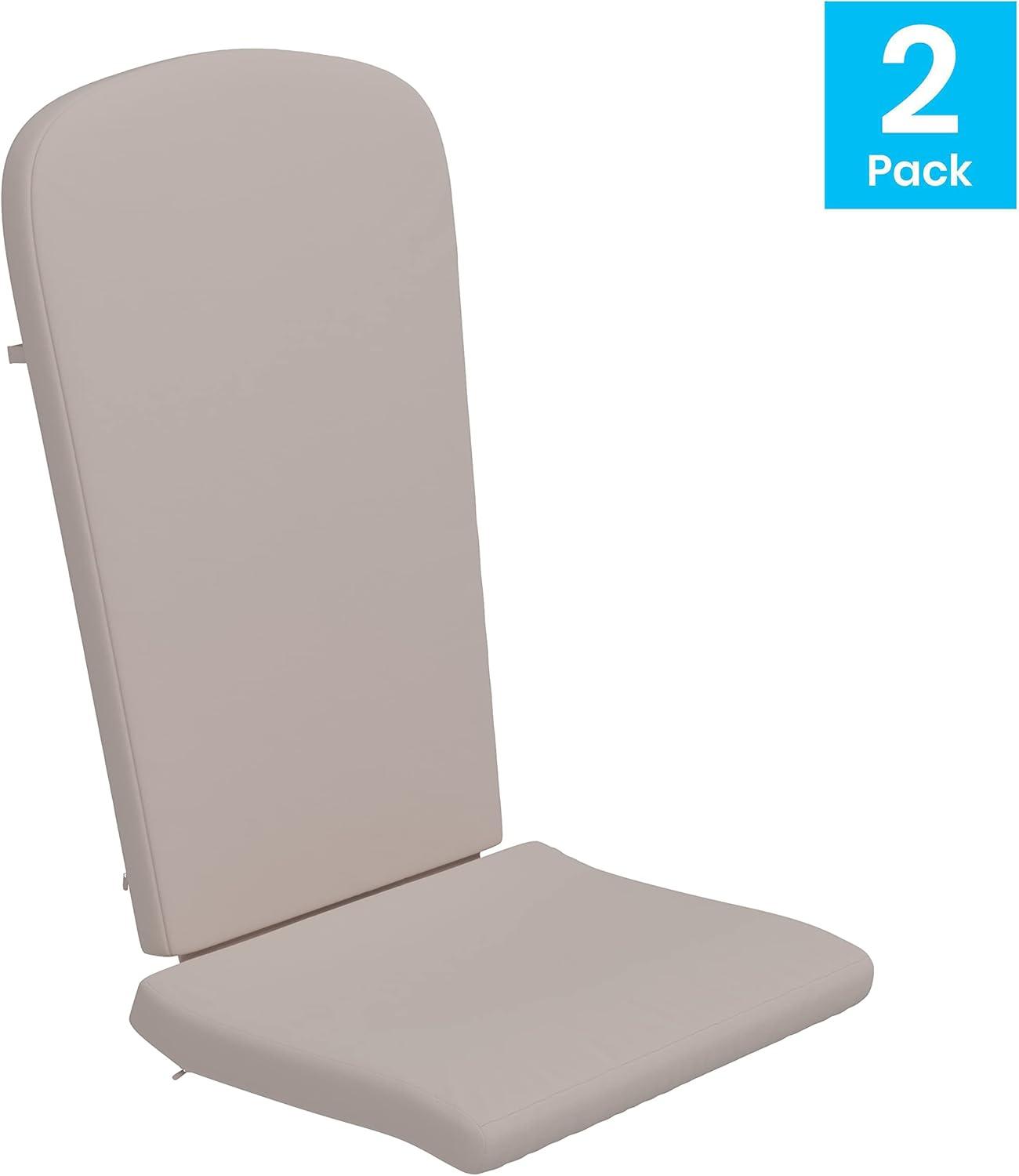 Flash Furniture Charlestown Set of 2 All Weather Indoor/Outdoor High Back Adirondack Chair Cushions, Patio Furniture Replacement Cushions - Cream