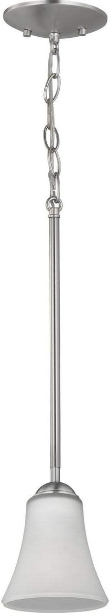 Progress Lighting, Angelic, 1-Light Mini-Pendant, Brushed Nickel, Etched Glass Shade